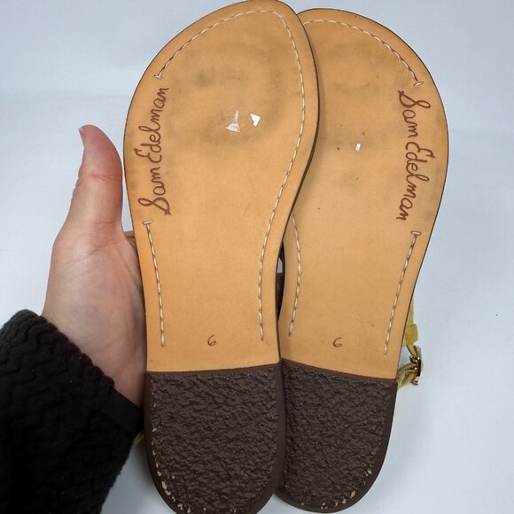Sam Edelman Gigi Strappy Thong Sandals Yellow Leather Sz 6 Beach Summer Casual - Picture 7 of 7